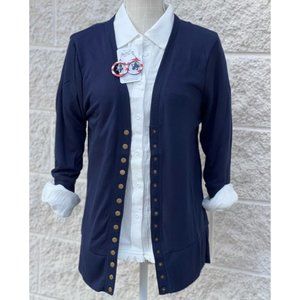Zenana navy snap cardigan